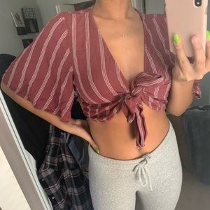 Striped Flowy Tie Top